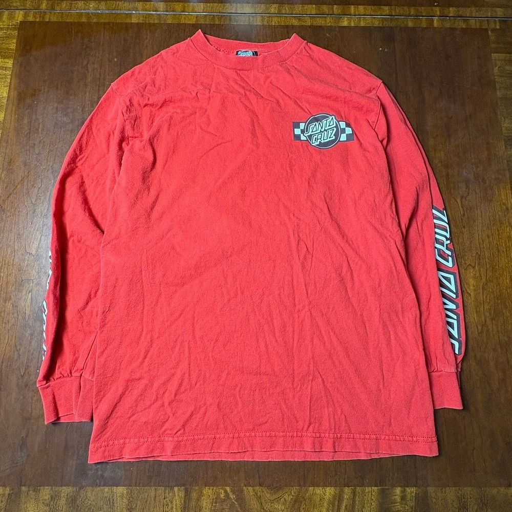 Santa Cruz Skateboards Checkered Logo Red Long Sleeve Shirt